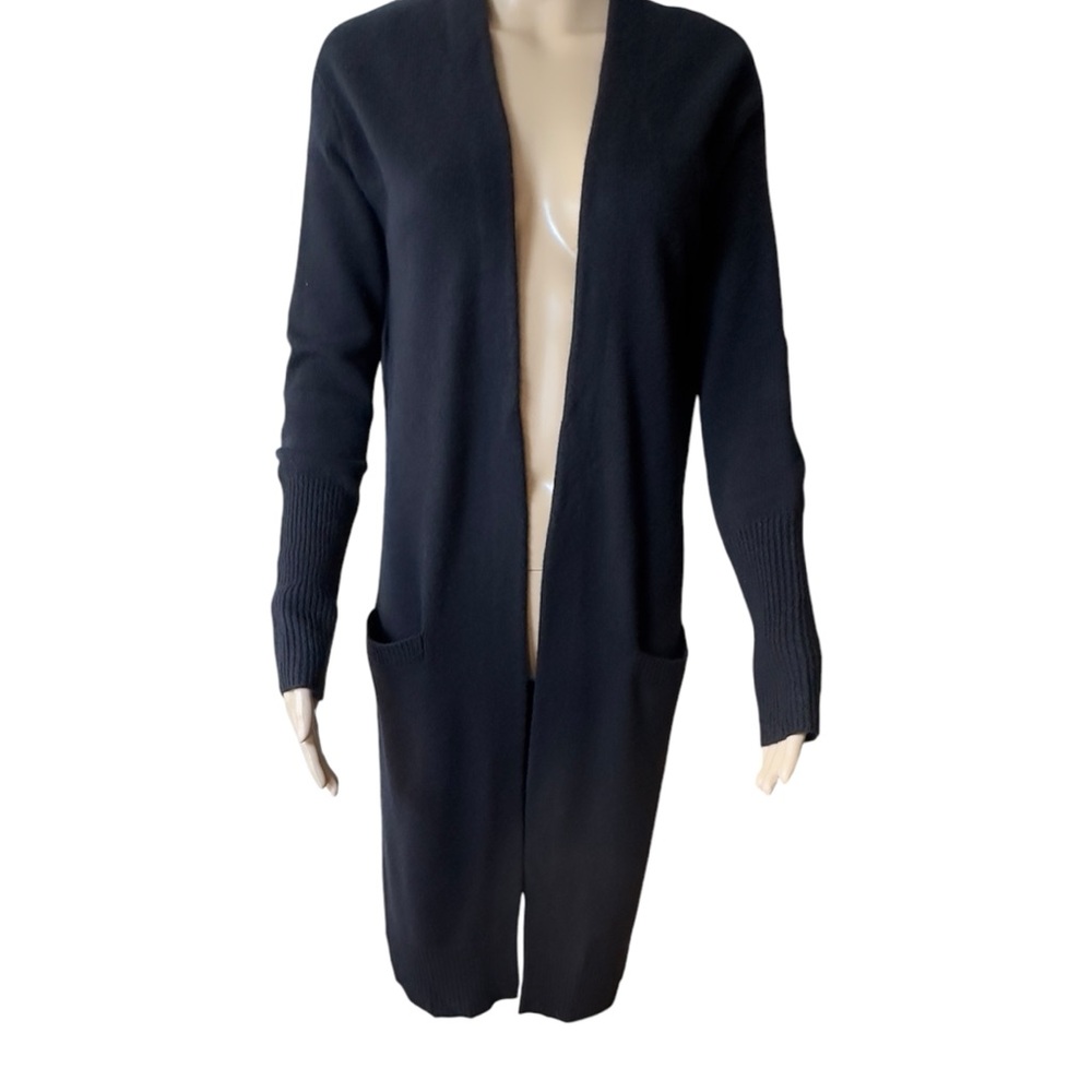 Halogen Wool & Cashmere Long Cardigan Black Size Small - Picture 2 of 10